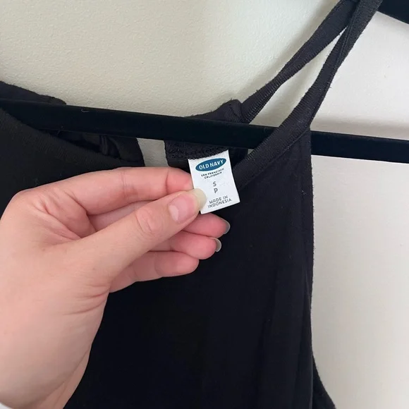 Old Navy High-Neck Ruffle-Hem Maxi Black Dress - Picture 6 of 7